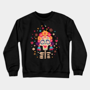 Sugar Skull Girl - Dia De Los Muertos Crewneck Sweatshirt